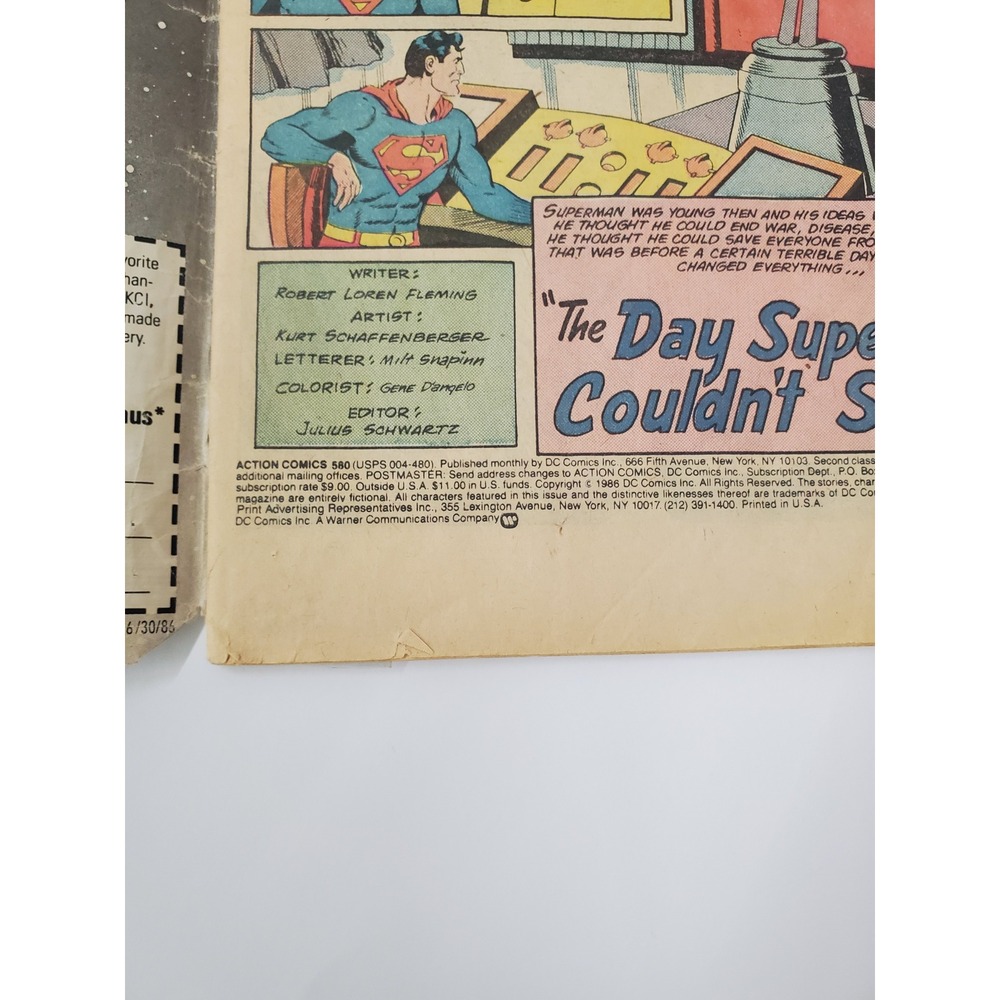 DC Action Comics 580 June 1986 Superman The Man of Steel Copper Age Comic Book - Picture 4 of 5
